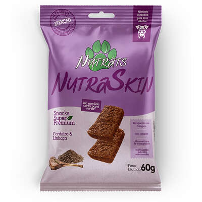 Snacks Nutrats Nutraskin para Cães Adultos sabor Cordeiro e Linhaça