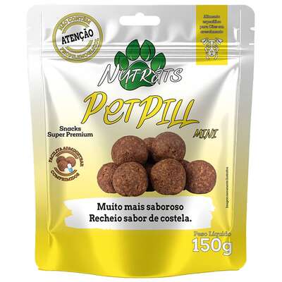Snacks Sticks Recheado Nutrats Petpill Mini para Cães sabor Costela