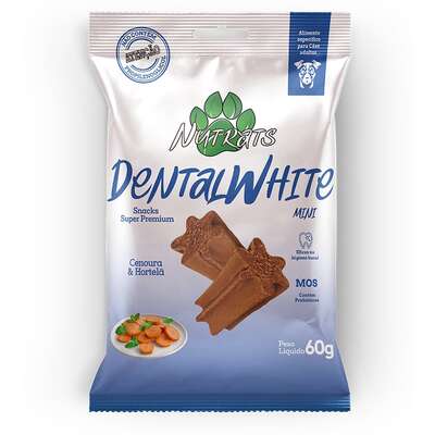Bifinho Saúde Bucal Nutrats Dentalwhite Mini para Cães Adultos sabor Cenoura e Hortelã