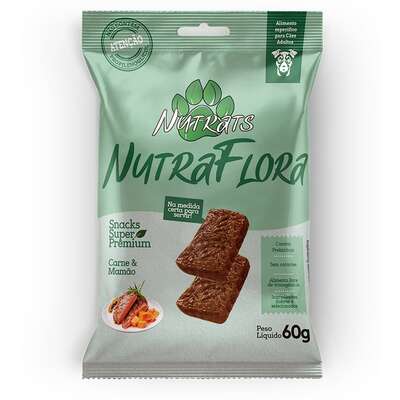 Snacks Nutrats Nutraflora para Cães Adultos sabor Carne e Mamão