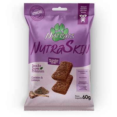 Snacks Nutrats Nutraskin para Cães Adultos sabor Cordeiro e Linhaça
