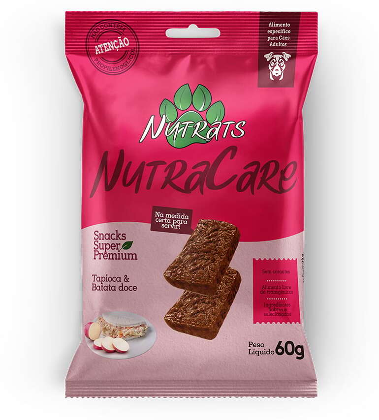 Snacks Nutrats Nutracare para Cães Adultos sabor Tapioca e Batata Doce - 60 g