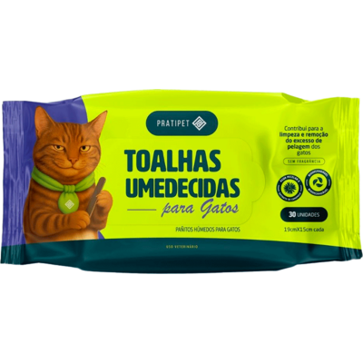 Toalhas Umedecidas Pratipet Home Care para Gatos Biodegradável