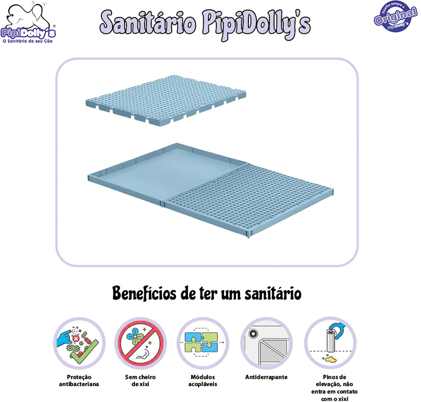 Sanitário Pipidollys Candy Color Azul para Cães - Tam. Único