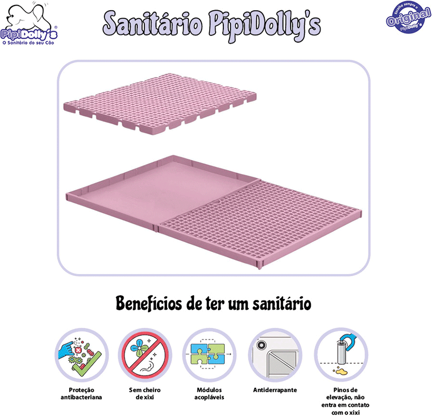 Sanitário Pipidollys Candy Color Rosa para Cães - Tam. Único