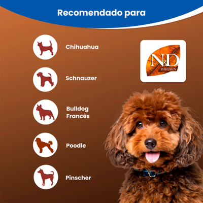 Ração Seca N&D Brown Cordeiro, Spirulina e Cenoura para Cães Adultos de Raças Mini