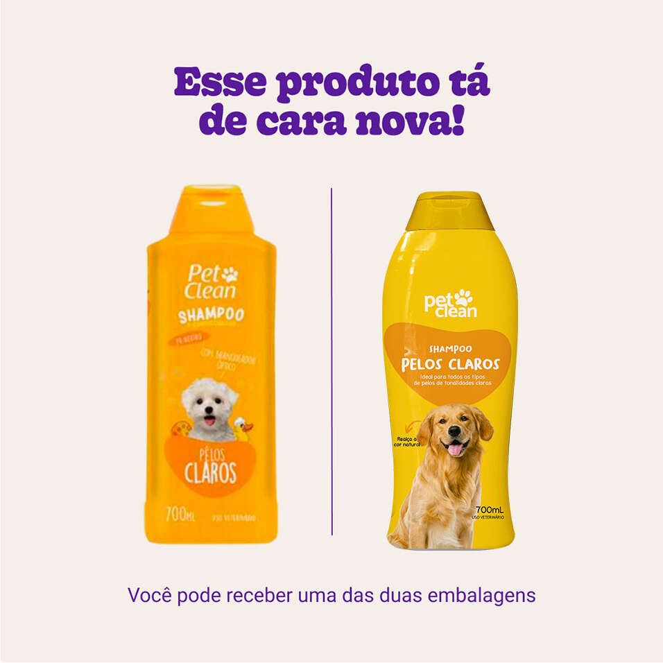 Shampoo e Condicionador Pet Clean Pelos Claros 2 em 1 - 700 mL
