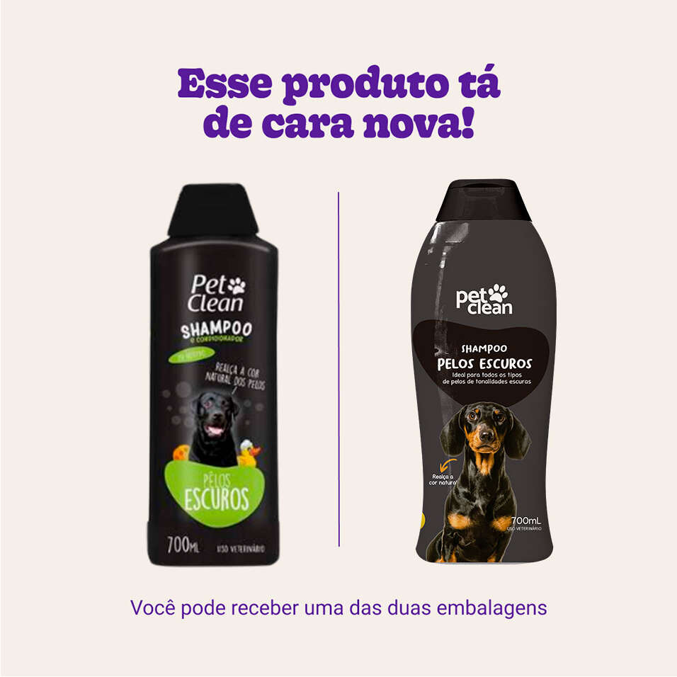 Shampoo e Condicionador Pet Clean Pelos Escuros 2 em 1 - 700 mL