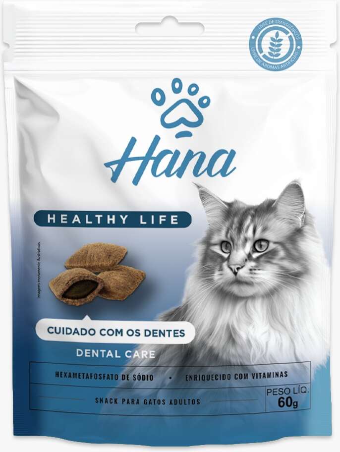 Snack Hana Healthy Life para Gatos Adultos Sabor Fígado Cuidado com os Dentes - 60g