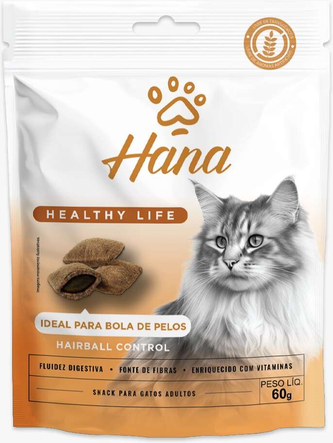 Snack Hana Healthy Life para Gatos Adultos Sabor Fígado Ideal para Bola de Pelos - 60g