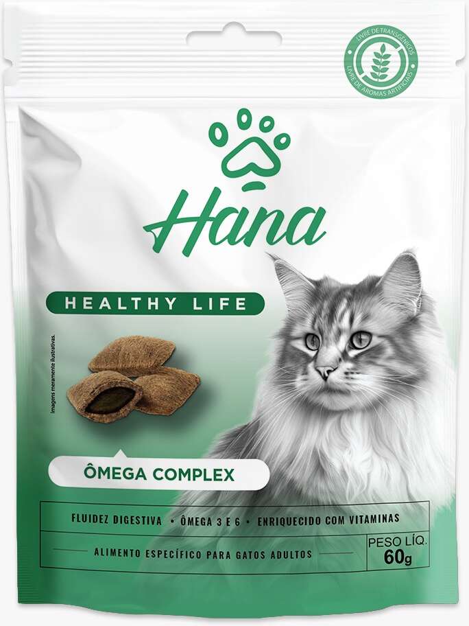 Snack Hana Healthy Life para Gatos Adultos Sabor Fígado Pele e Pelos Saudáveis - 60g
