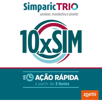 “Antipulgas Zoetis Simparic Trio 24mg para Cães de 10,1 Kg a 20 Kg