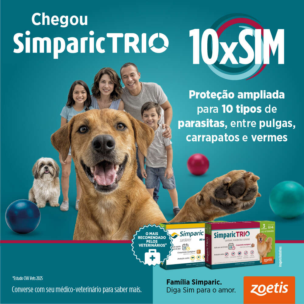 Antipulgas Simparic Trio 48 mg para Cães de 20,1 a 40Kg - 1 Comprimido