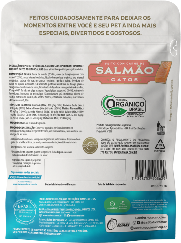 Cookies Fórmula Natural Fresh Meat para Gatos sabor Salmão - 40 g