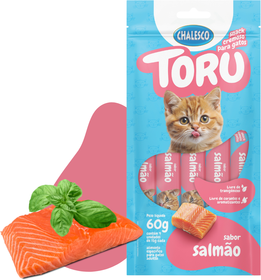 Petisco Cremoso Chalesco Toru para Gatos Adultos sabor Salmão - 1 Pacote (4 Unidades)
