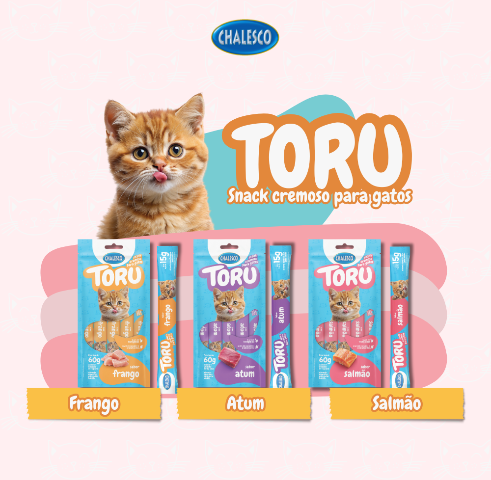 Petisco Cremoso Chalesco Toru para Gatos Adultos sabor Salmão - 1 Pacote (4 Unidades)