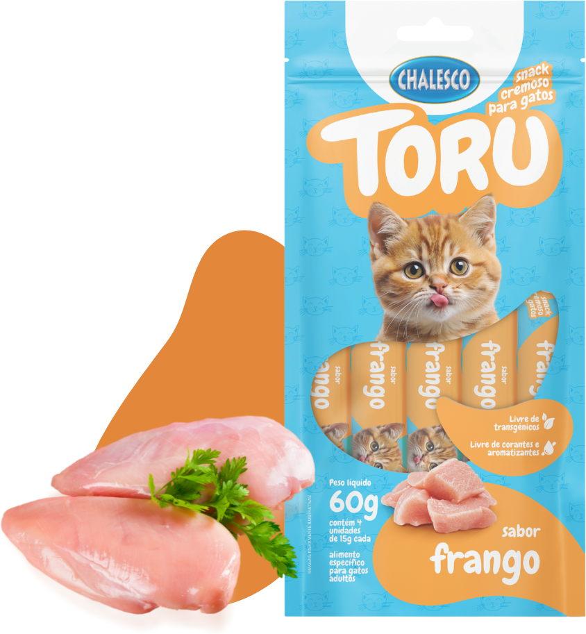 Petisco Cremoso Chalesco Toru para Gatos Adultos sabor Frango - 1 Pacote (4 Unidades)