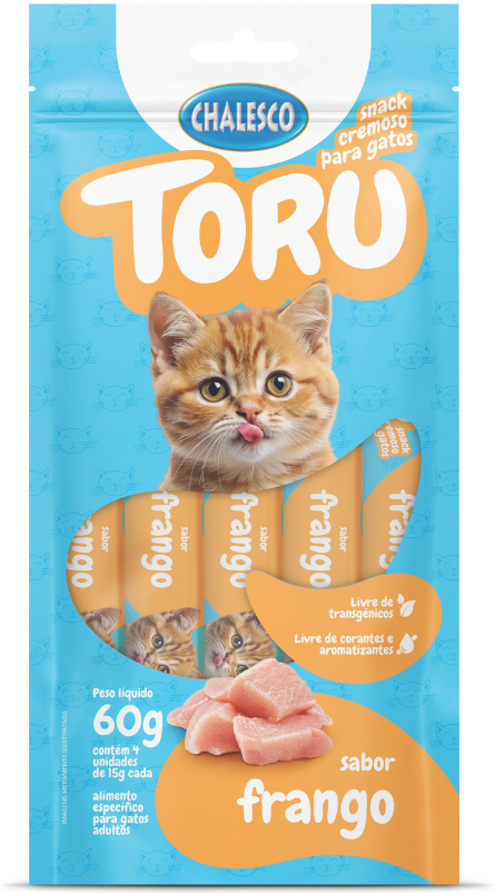 Petisco Cremoso Chalesco Toru para Gatos Adultos sabor Frango - 1 Pacote (4 Unidades)