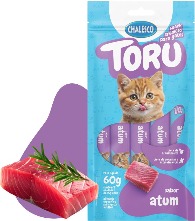 Petisco Cremoso Chalesco Toru para Gatos Adultos sabor Atum - 1 Pacote (4 Unidades)