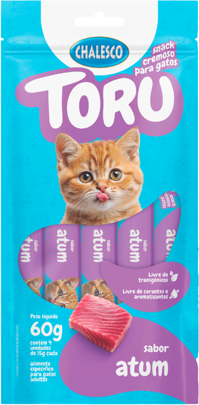 Petisco Cremoso Chalesco Toru para Gatos Adultos sabor Atum - 1 Pacote (4 Unidades)