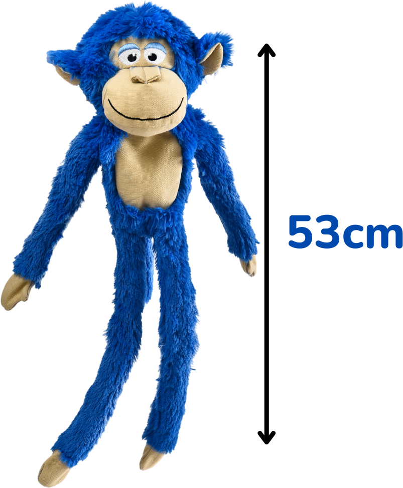 Brinquedo Pelúcia Chalesco Macaco Long Plush Azul para Cães - Tam. Único