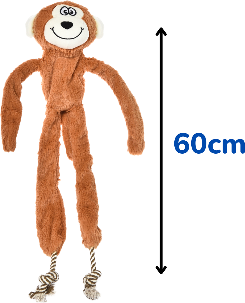 Brinquedo Pelúcia Chalesco Macaco Long Plush Marrom para Cães - Tam. Único