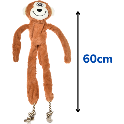 Brinquedo Pelúcia Chalesco Macaco Long Plush Marrom para Cães”