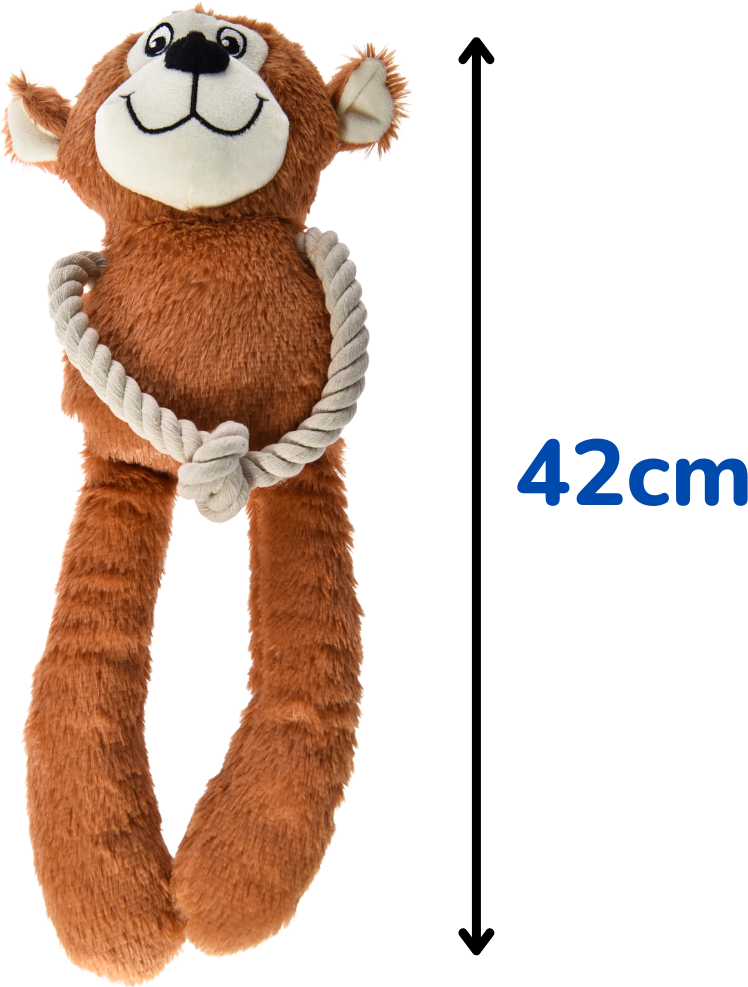 Brinquedo Pelúcia Chalesco Macaquinho com Corda Marrom para Cães - Tam. Único