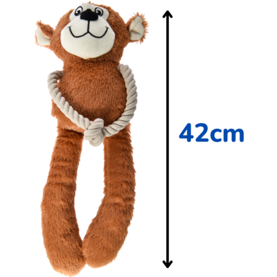 Brinquedo Pelúcia Chalesco Macaquinho com Corda Marrom para Cães