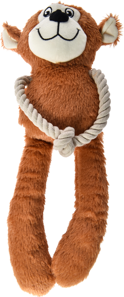 Brinquedo Pelúcia Chalesco Macaquinho com Corda Marrom para Cães - Tam. Único