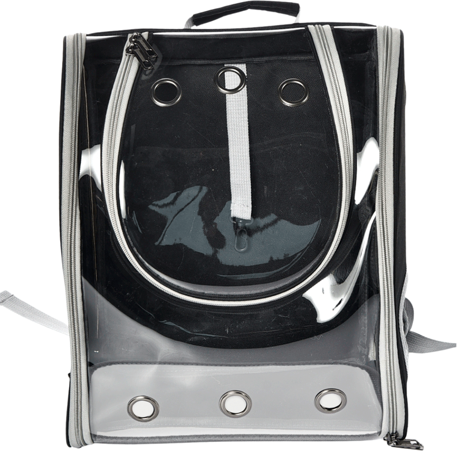 Mochila de Transporte Chalesco Vision Preta Plus para Cães e Gatos - Tam. Único
