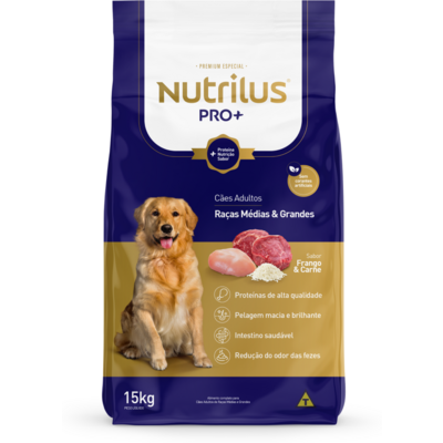 Ração Nutrilus Pro+ Frango & Carne para Cães Adultos