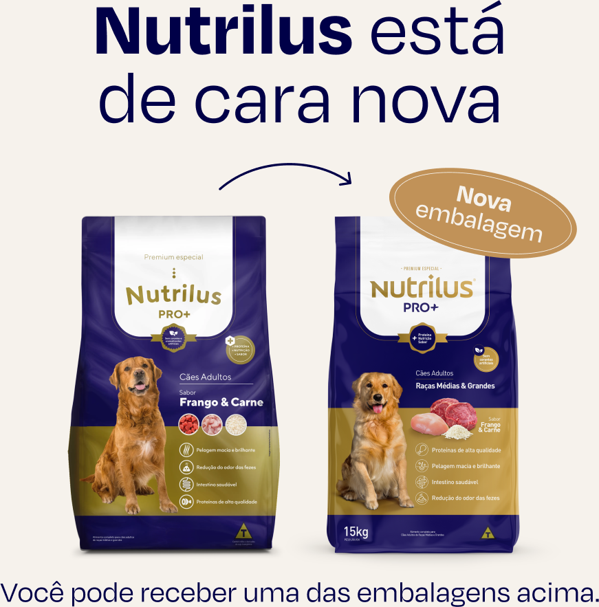 Ração Nutrilus Pro+ Frango & Carne para Cães Adultos - 15Kg