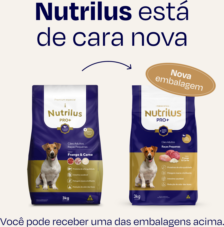 Ração Seca Nutrilus Pro+ Frango & Carne para Cães Adultos de Raças Pequenas - 3Kg