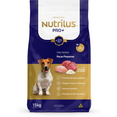 Ração Seca Nutrilus Pro+ Frango & Carne para Cães Adultos de Raças Pequenas