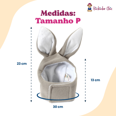 Touca Coelho Bichinho Chic para Cães e Gatos Cinza