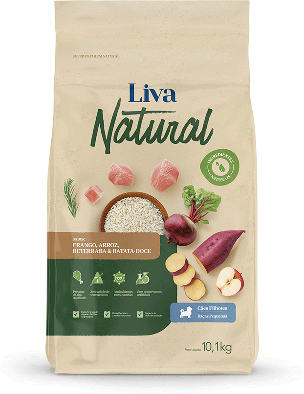 Ração Liva Natural Frango e Batata Doce para Cães Filhotes de Raças Pequenas - 10,1Kg