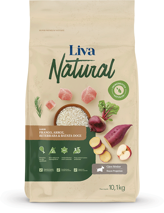 Ração Liva Natural Frango e Batata Doce para Cães Sênior de Raças Pequenas - 10,1Kg