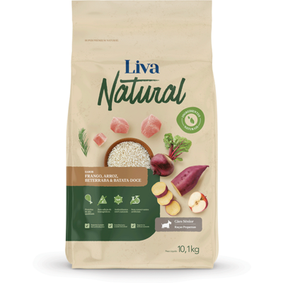 Ração Liva Natural Frango e Batata Doce para Cães Sênior de Raças Pequenas