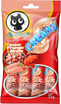 Petisco Cremoso Tex Brasil Chuchups para Gatos sabor Frango e Atum - 1 Pacote (4 Unidades)