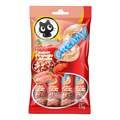 Petisco Cremoso Tex Brasil Chuchups para Gatos sabor Frango e Atum