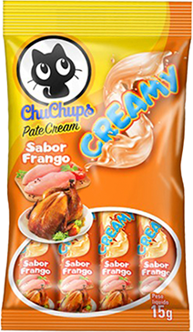 Petisco Cremoso Tex Brasil Chuchups para Gatos sabor Frango - 1 Pacote (4 Unidades)
