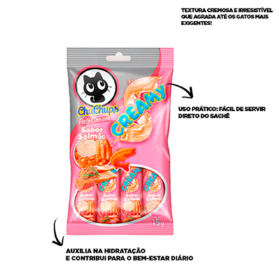 Petisco Cremoso Tex Brasil Chuchups para Gatos sabor Salmão