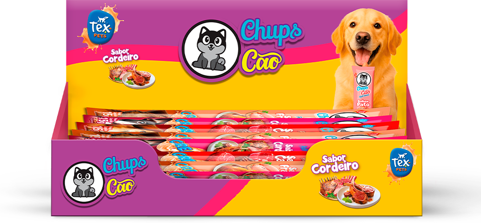 Petisco Cremoso Tex Brasil Chuchups para Cães sabor Cordeiro - 1 Display (20 Unidades)