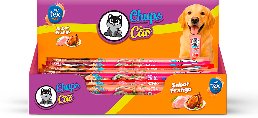 Petisco Cremoso Tex Brasil Chuchups para Cães sabor Frango - 1 Display (20 Unidades)