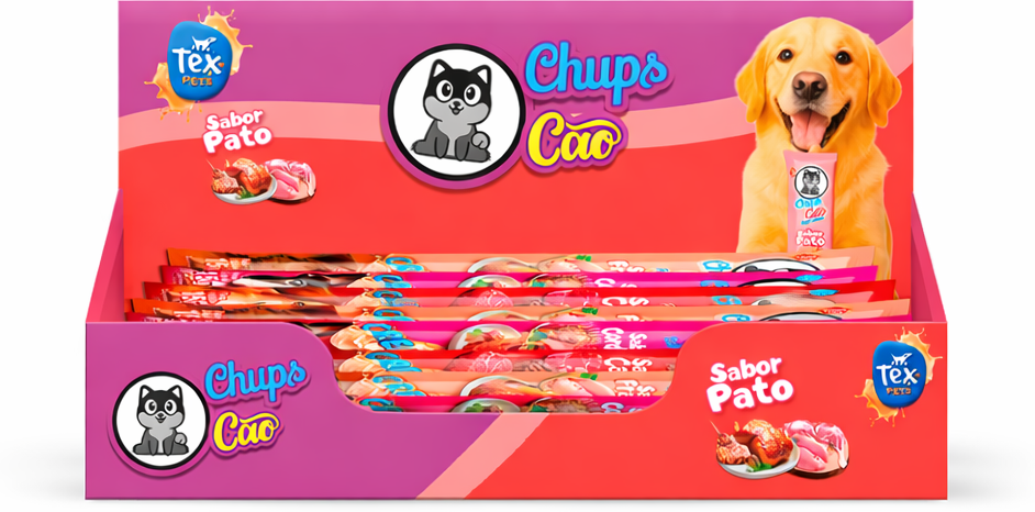 Petisco Cremoso Tex Brasil Chuchups para Cães sabor Pato - 1 Display (20 Unidades)