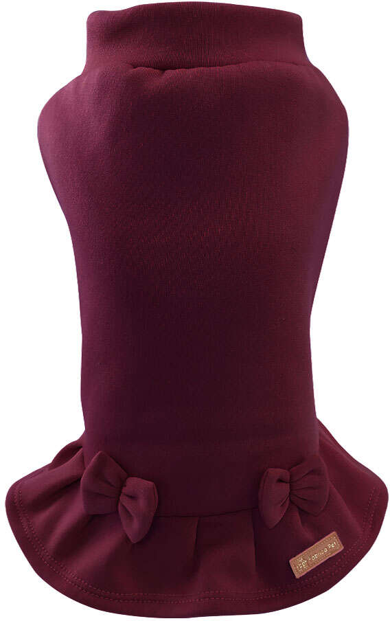 Vestido Moletom Fábrica Pet para Cães e Gatos Vinho - Tam. P