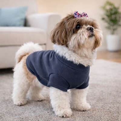 Blusa Moleton com Manga Fábrica Pet para Cães e Gatos Marinho