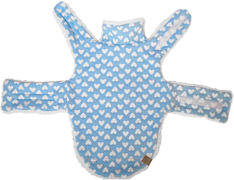Capa Corações Fábrica Pet para Cães e Gatos Azul - Tam. M