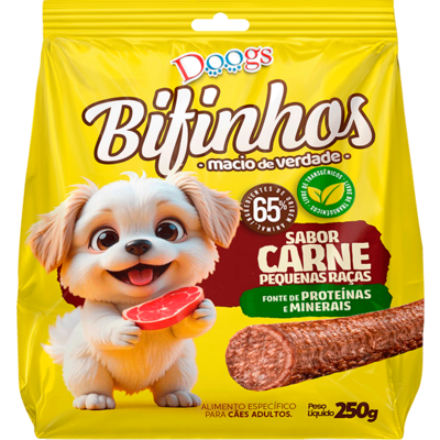 Bifinhos Doogs para Cães Adultos Raças Pequenas sabor Carne